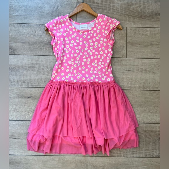HANNA ANDERSSON pink floral daisy print layered dress size 140 cm/10 - Picture 2 of 8
